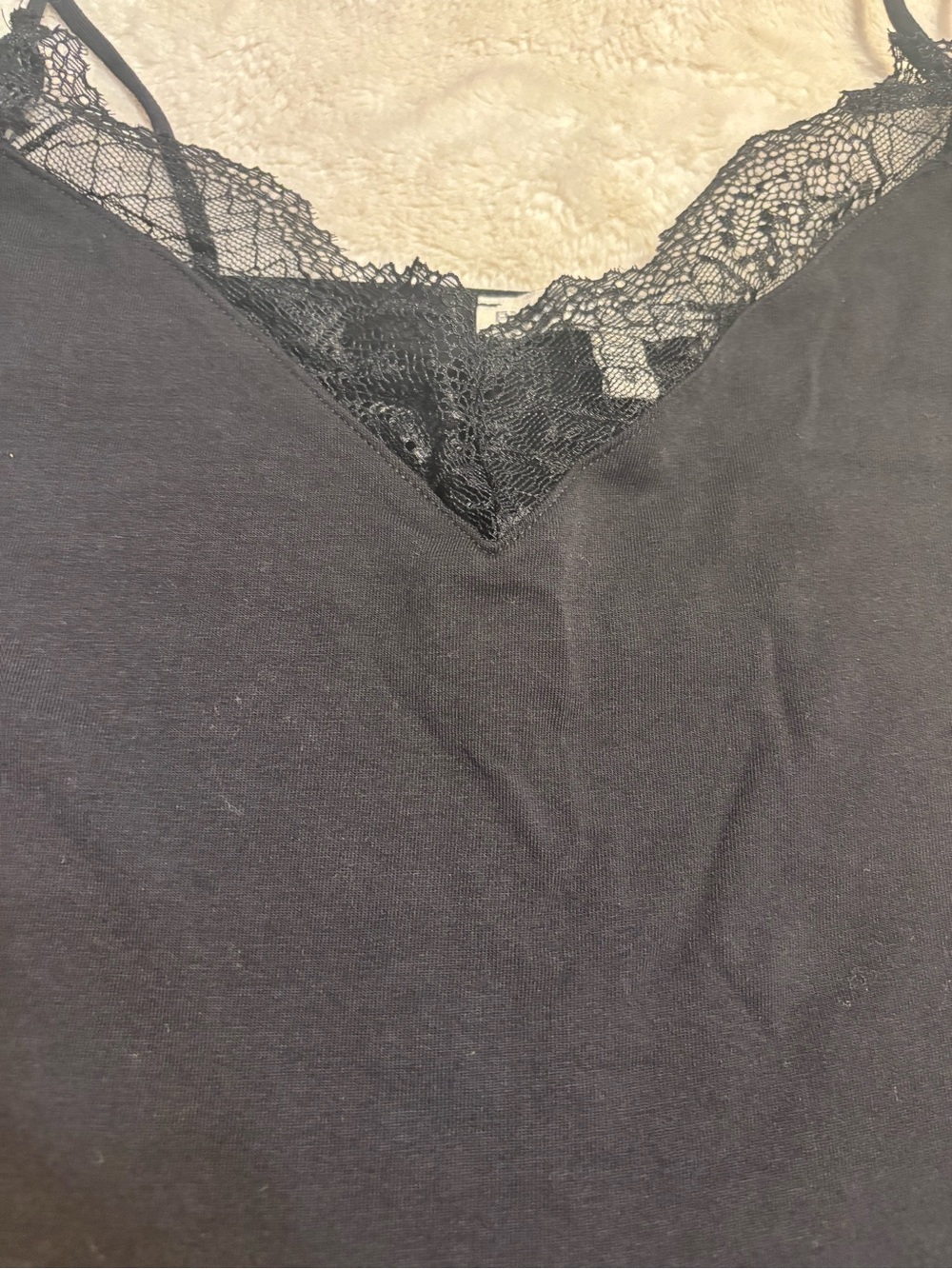 SALE! Express Camisole M Black Lace-Trim Peplum V-Neck Spaghett Strap Y2K Cotton - Picture 10 of 16